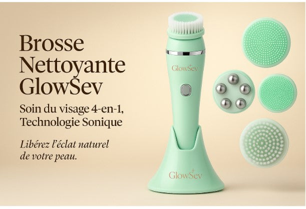Brosse Nettoyante GlowSev – Soin du visage 4-en-1, Technologie Sonique