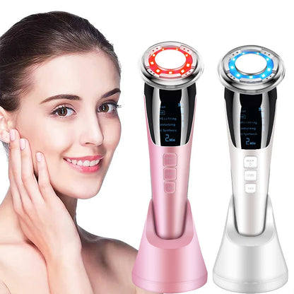 Appareil de Beauté 5 en 1 EMS - Masseur Facial Chaud/Froid LED Anti-Rides Raffermissant