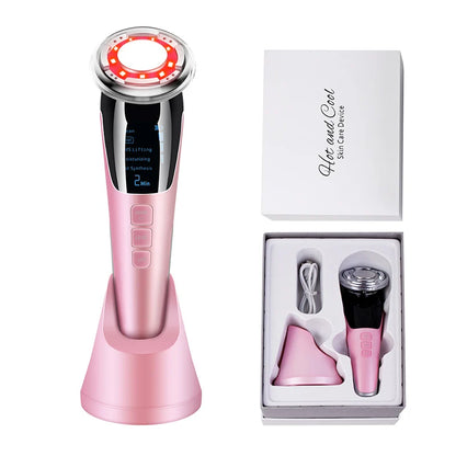 Appareil de Beauté 5 en 1 EMS - Masseur Facial Chaud/Froid LED Anti-Rides Raffermissant