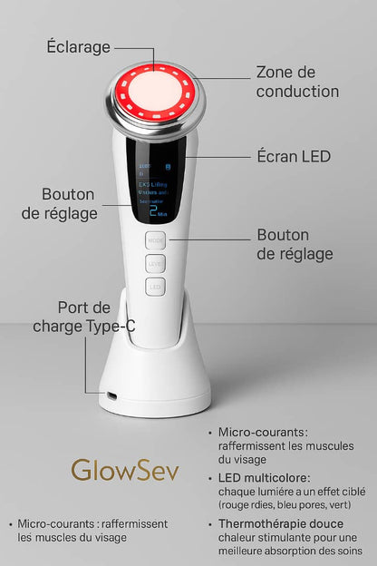 Appareil de Beauté 5 en 1 EMS - Masseur Facial Chaud/Froid LED Anti-Rides Raffermissant