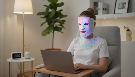 Masque LED Anti-Rides Visage et Cou 8 Couleurs - Thérapie Lumineuse Professionnelle